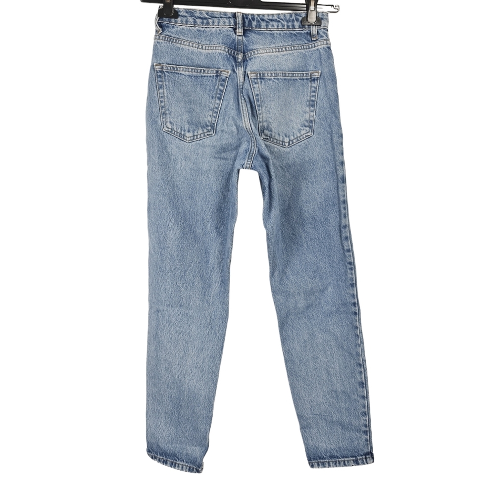 Topshop Blue Denim Mom Trousers Jeans Sz 26 Zip Pockets - Picture 2 of 4